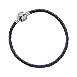 Zwart leren bedelarmband
